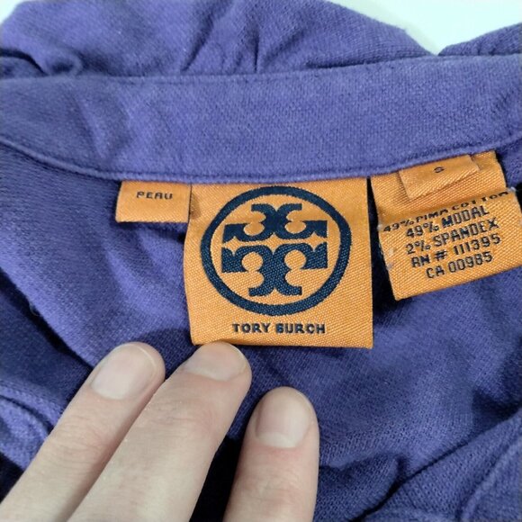 Tory Burch Lidia Purple Long Sleeve Ruffle Polo Shirt Small Preppy Twee … - Picture 5 of 8